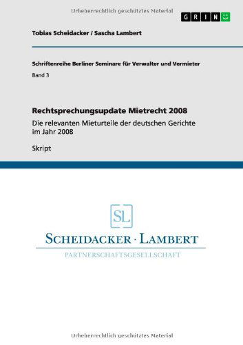 Cover for Scheidacker · Rechtsprechungsupdate Mietr (Book) [German edition] (2013)