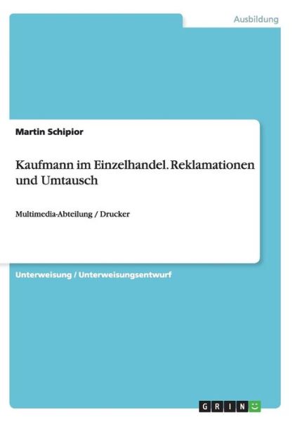 Cover for Schipior · Kaufmann im Einzelhandel. Rekl (Book) [German edition] (2014)