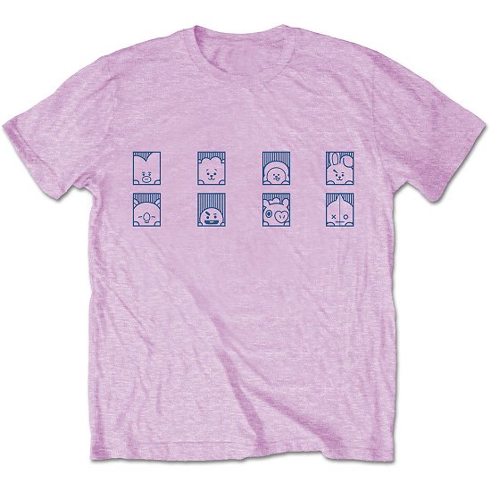 Cover for Bt21 · BT21 Unisex T-Shirt: Group Squares (T-shirt) [size S] [Pink - Unisex edition]