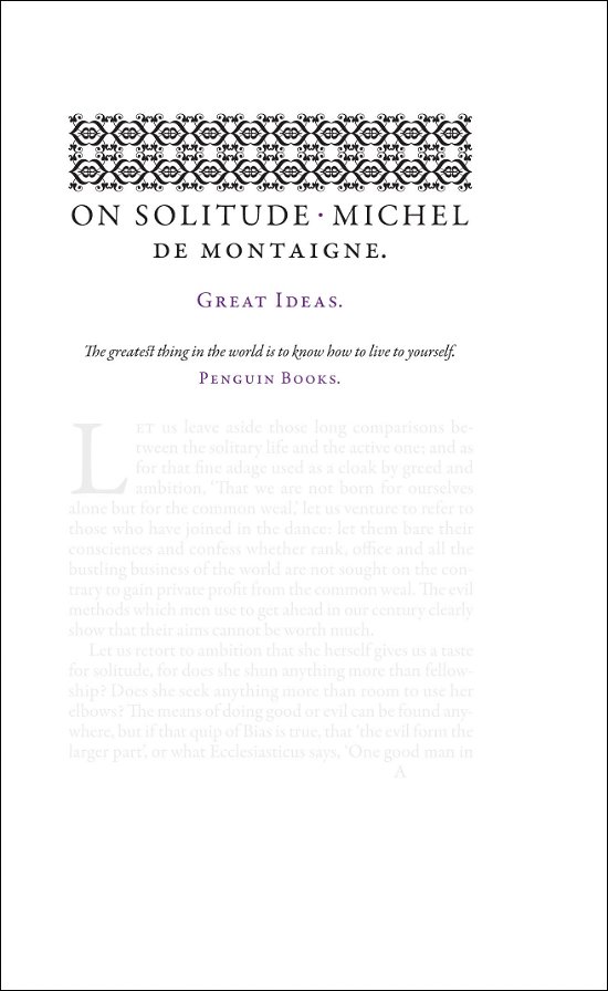 On Solitude - Penguin Great Ideas - Michel de Montaigne - Bøger - Penguin Books Ltd - 9780141043852 - 27. august 2009