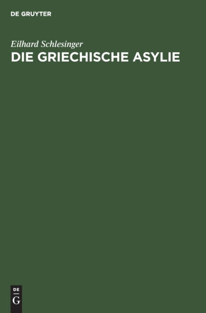 Cover for Eilhard Schlesinger · Griechische Asylie (Book) (1933)