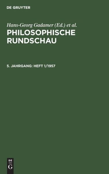Cover for Hans-Georg Gadamer · Heft 1/1957 (Gebundenes Buch) (1957)