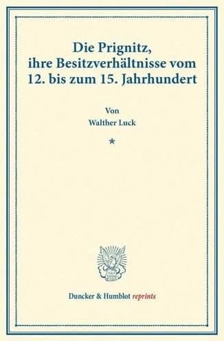 Cover for Luck · Die Prignitz, ihre Besitzverhältni (Book) (2014)
