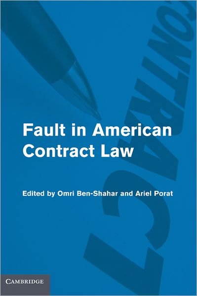 Cover for Omri Ben-shahar · Fault in American Contract Law (Inbunden Bok) (2010)