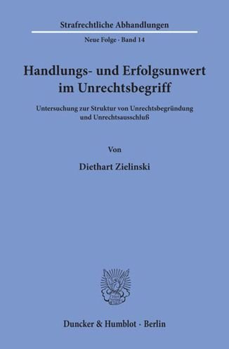 Cover for Zielinski · Handlungs- und Erfolgswert im (Bog) (1973)
