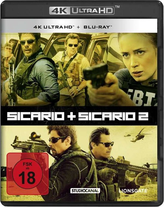 Cover for Sicario 1 &amp; 2 (2 4k Ultra Hd + 2 Blu-rays) (Blu-ray) (2019)