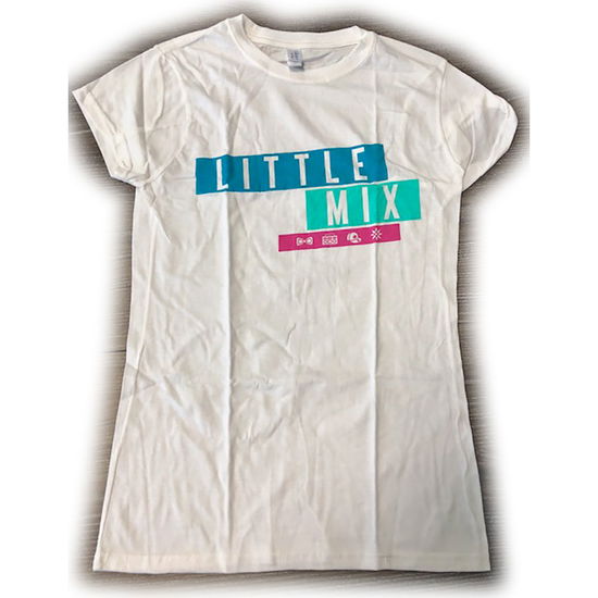 Cover for Little Mix · Little Mix Ladies T-Shirt: Logo Blue / Pink (Ex Tour) (T-shirt) [size S] [White - Ladies edition]