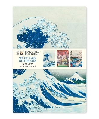 Japanese Woodblocks Set of 3 Midi Notebooks - Midi Notebook Collections - - Books - Flame Tree Publishing - 9781839644856 - July 9, 2021