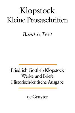 Cover for Klopstock · Kleine Prosaschriften (Book) (2019)