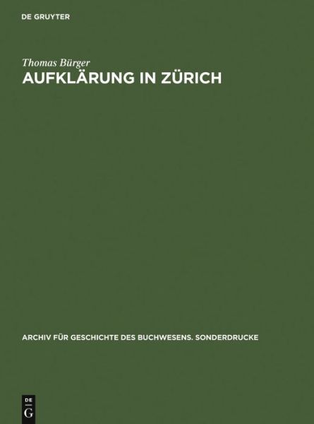 Cover for Bürger · Aufklärung in Zürich (Book) (1997)