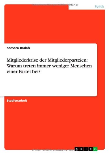 Cover for Pullasch · Mitgliederkrise der Parteien (Book) [German edition] (2011)
