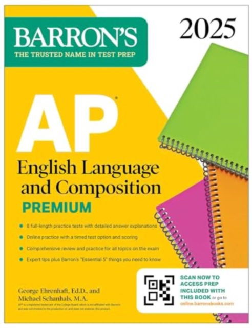 Cover for Barron's Educational Series · AP English Language and Composition Premium, 2025: Prep Book with 8 Practice Tests + Comprehensive Review + Online Practice - Barron's AP Prep (Paperback Book) (2024)