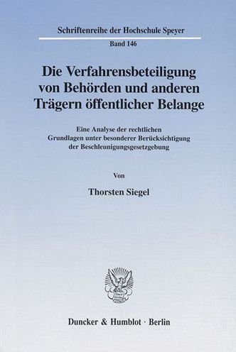 Cover for Siegel · Die Verfahrensbeteiligung von Be (Bog) (2001)