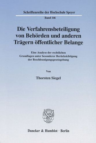 Cover for Siegel · Die Verfahrensbeteiligung von Be (Bog) (2001)