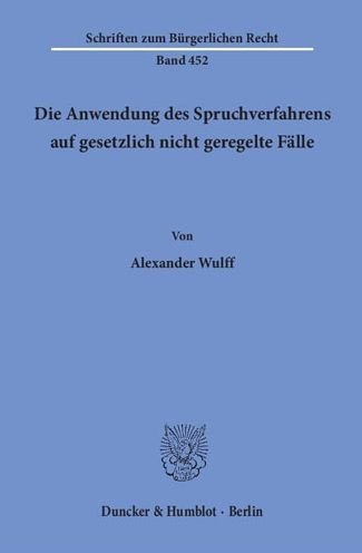 Cover for Wulff · Die Anwendung des Spruchverfahren (Bog) (2016)