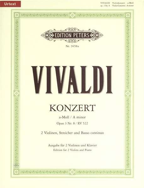 Cover for Antonio Vivaldi · Violin Concerto in A minor Op.3 No. 8 (Partituren) (2007)