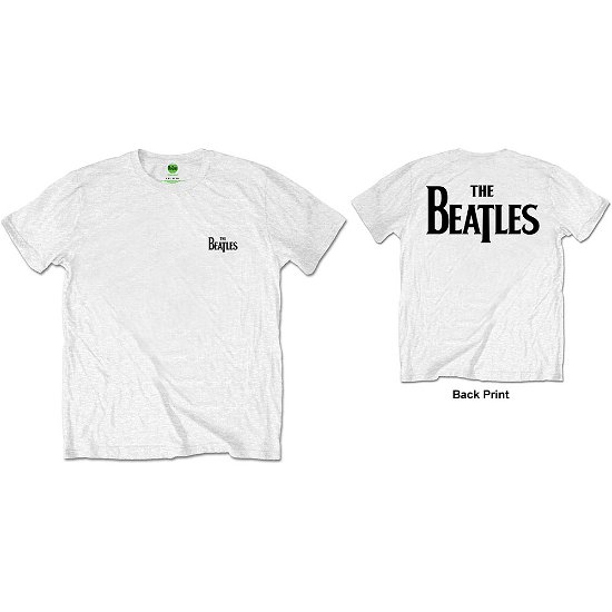Cover for The Beatles · The Beatles Unisex T-Shirt: Drop T Logo (Back Print / Retail Pack) (T-shirt) [size S] [White - Unisex edition]