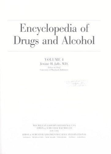 Encyclopedia of Drugs and Alcohol - Jaffe - Livros - MacMillan - 9780028971858 - 1995