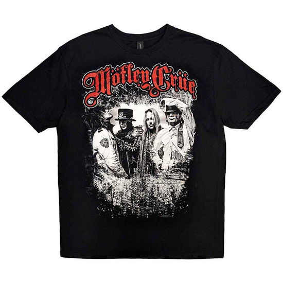 Motley Crue Unisex T-Shirt: Greatest Hits Band Shot (Black) - Mötley Crüe - Produtos - Global - Apparel - 5055295371859 - 27 de janeiro de 2014