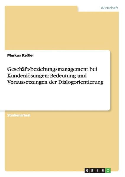 Cover for Keßler · Geschäftsbeziehungsmanagement be (Book) [German edition] (2008)