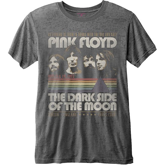 Pink Floyd Unisex Fashion Tee: Retro Stripes with Burn Out Finishing - Pink Floyd - Fanituote - Perryscope - 5055979956860 - 