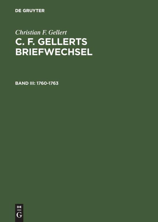 Cover for Gellert · 1760-1763 (Book) (1991)