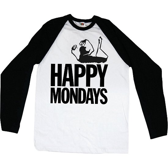 Cover for Rock Off · Happy Mondays: Raglan / Baseball Logo Black White (T-Shirt Unisex Tg M) (T-shirt) [size M] [Black, White - Unisex edition]