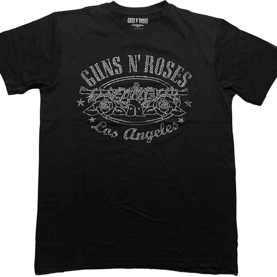 Guns N' Roses Unisex T-Shirt: LA Logo (Black) (Embellished) - Guns N' Roses - Produtos - - 5056561049861 - 6 de setembro de 2022