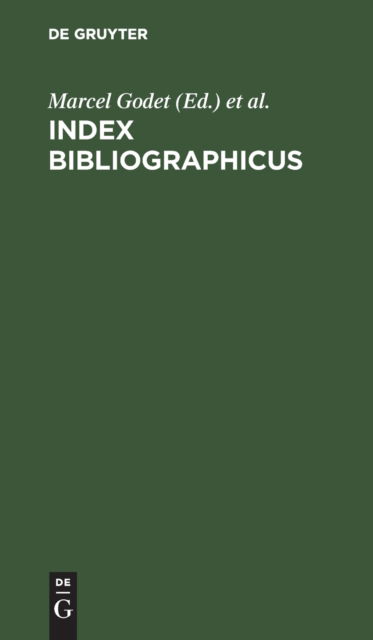 Cover for Marcel Godet · Index Bibliographicus (N/A) (1931)