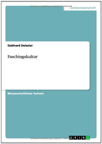 Cover for Deissler · Faschingskultur (Book) [German edition] (2014)