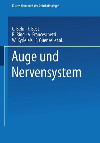 Cover for Behr Carl Julius Peter Behr · Auge und Nervensystem (Paperback Book) (1931)