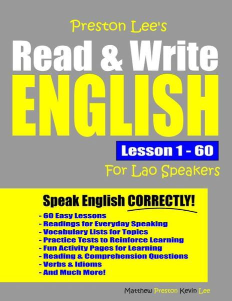 Cover for Matthew Preston · Preston Lee's Read &amp; Write English Lesson 1 - 60 For Lao Speakers (Taschenbuch) (2020)