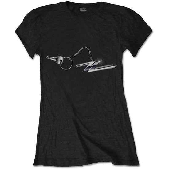 ZZ Top Ladies T-Shirt: Hot Rod Keychain (Black) - ZZ Top - Fanituote - Rockoff - 5056170637862 - perjantai 28. syyskuuta 2018