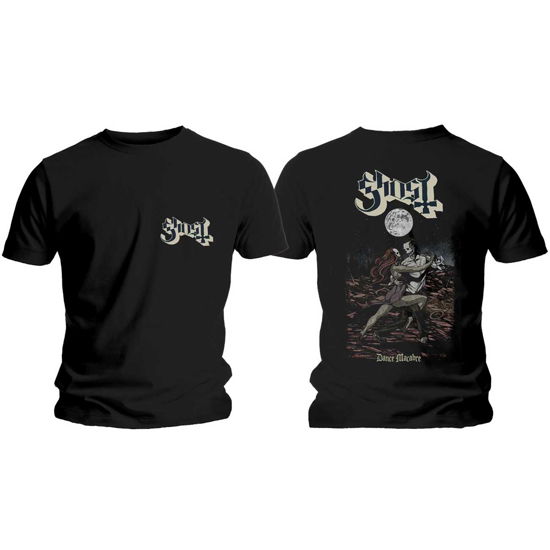 Ghost Unisex T-Shirt: Dance Macabre Cover & Logo (Back Print) - Ghost - Produtos - MERCHANDISE - 5056170653862 - 14 de janeiro de 2020
