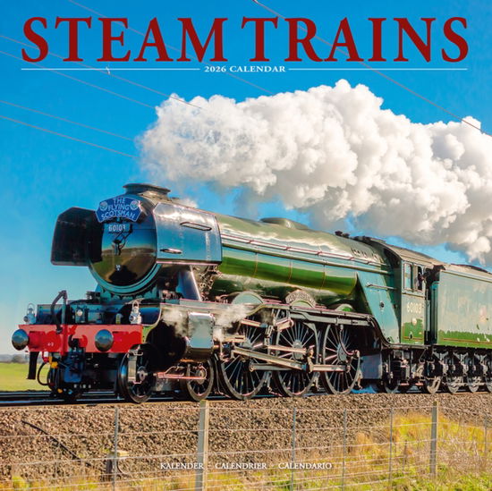 Cover for Steam Trains Calendar 2026  Square Trains Wall Calendar - 16 Month (Calendar) (2025)