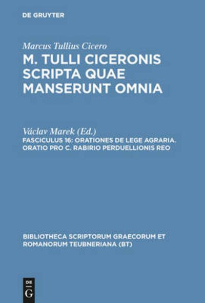 Cover for Marcus Tullius Cicero · Orationes de lege agraria. Oratio pro C (Bog) (1983)