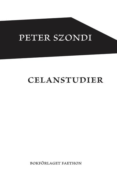 Cover for Peter Szondi · Celanstudier (Indbundet Bog) (2022)
