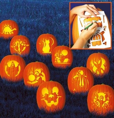 Amscan Amscan 10 Pumpkin Carving Stencils Halloween 27 X 19 Cm NUOVO 