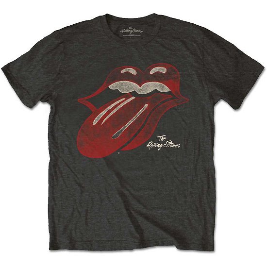 Cover for The Rolling Stones · The Rolling Stones Unisex T-Shirt: Vintage Tongue Logo (T-shirt) [size S] [Grey - Unisex edition]