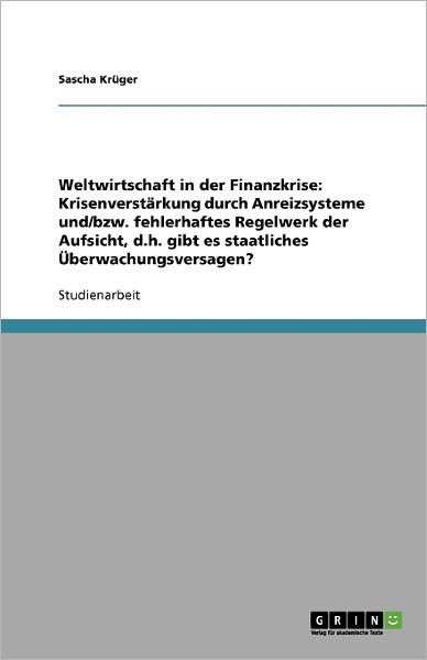 Cover for Krüger · Weltwirtschaft in der Finanzkris (Buch) [German edition] (2009)