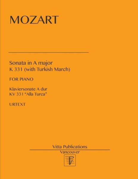 Cover for Wolfgang Amadeus Mozart · Sonata in A major (Paperback Bog) (2017)