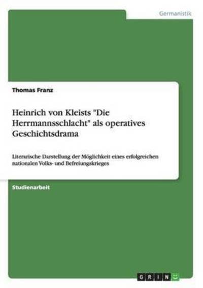 Cover for Franz · Heinrich von Kleists &quot;Die Herrman (Book) (2016)
