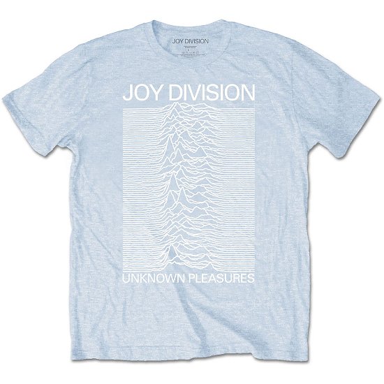 Joy Division Unisex T-Shirt: Unknown Pleasures White On Blue - Joy Division - Koopwaar -  - 5056368640865 - 