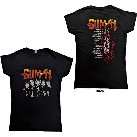 Sum 41 Ladies T-Shirt: Order In Decline Tour 2020 Band Photo (Ex-Tour & Back Print) - Sum 41 - Mercancía -  - 5056561067865 - 