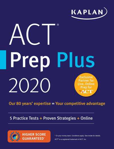 Cover for Kaplan Test Prep · ACT Prep Plus 2020: 5 Practice Tests + Proven Strategies + Online - Kaplan Test Prep (Paperback Book) (2019)