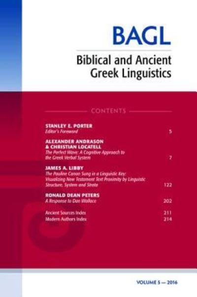 Cover for Stanley E. Porter · Biblical and Ancient Greek Linguistics, Volume 5 (Paperback Book) (2016)