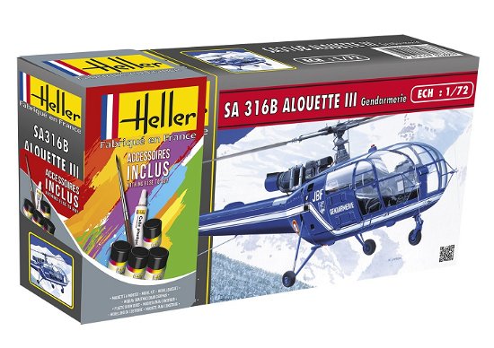 1/72 Starter Kit Sa 316b Alouette Iii Gendarmerie - Heller - Marchandise - MAPED HELLER JOUSTRA - 3279510562866 - 