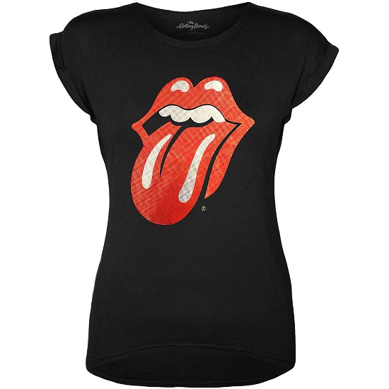 Cover for The Rolling Stones · The Rolling Stones Ladies Fashion Tee: Classic Tongue with Foiled Application (TØJ) [size S] [Black - Ladies edition]