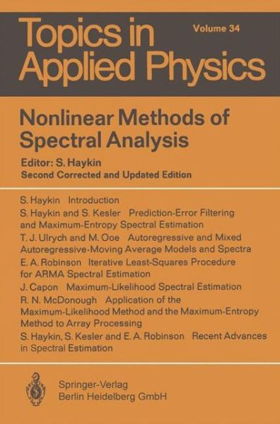 Cover for S Haykin · Nonlinear Methods of Spectral Analysis - Topics in Applied Physics (Paperback Book) [2nd corr. and updated edition] (1983)