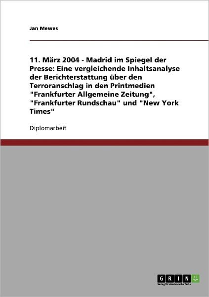Cover for Mewes · Terroranschlag in Madrid 2004 (Book) [German edition] (2013)